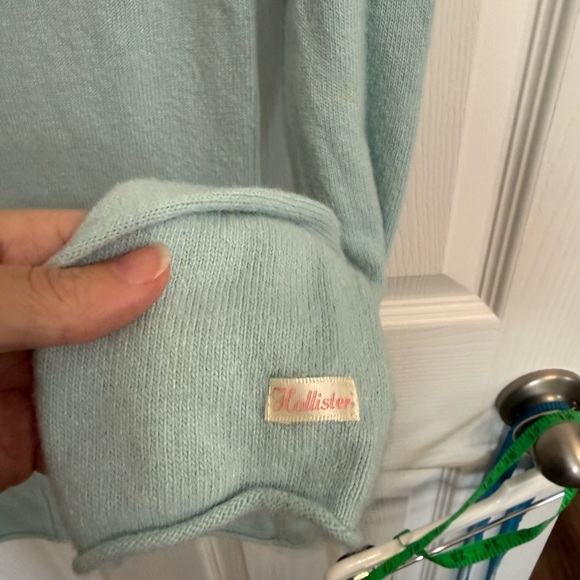 Hollister Y2K Ballet Neck Soft Knit Top Size M Cable Knit soft teal blue sweater - Picture 3 of 6